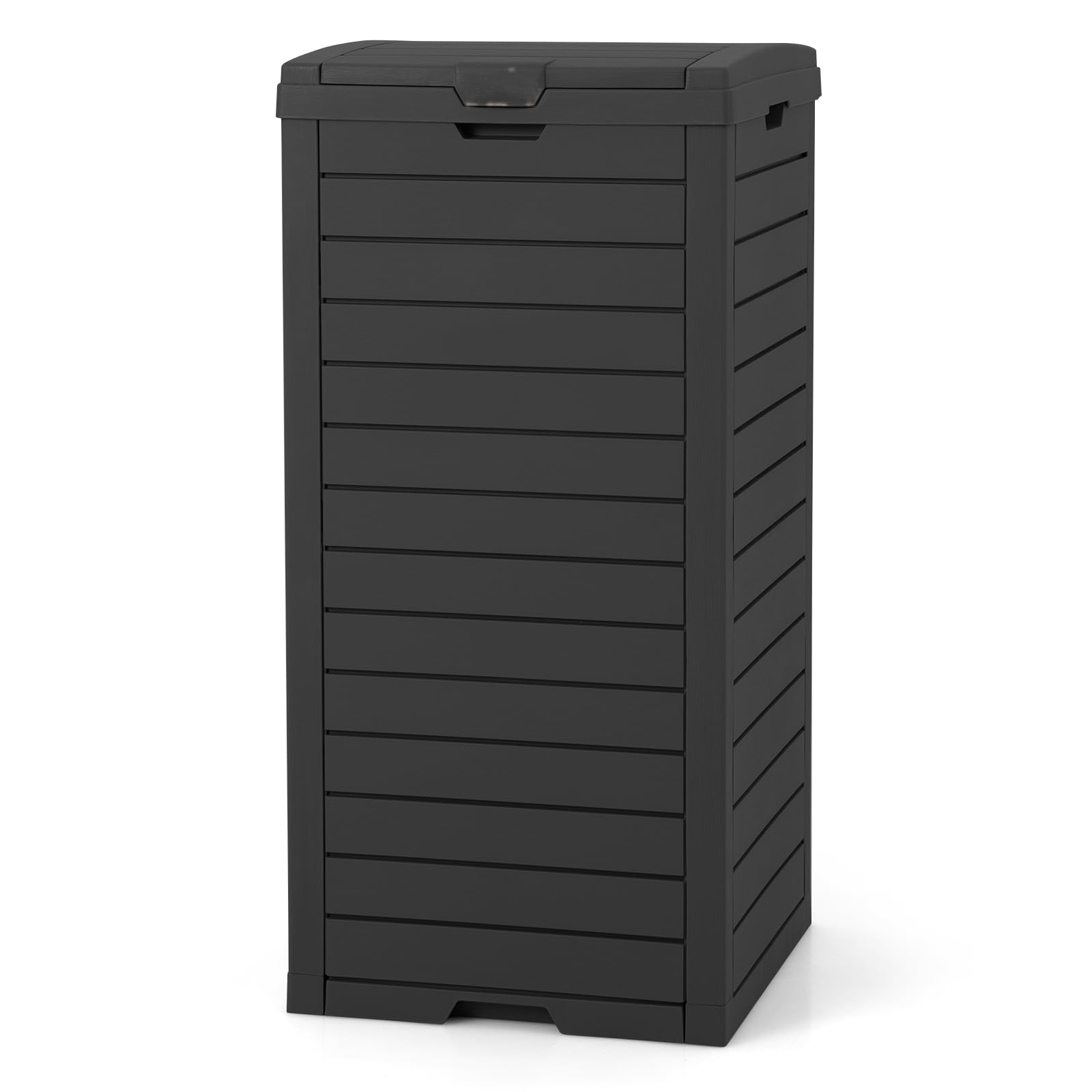 GOPLUS Mülltonnenbox 118 L, Mülleimer mit Klappdeckel & ausziehbarer Abtropfschale, tragbarer Mülltonnecontainer für Terrasse & Hinterhof (Schwarz-1 Pack)