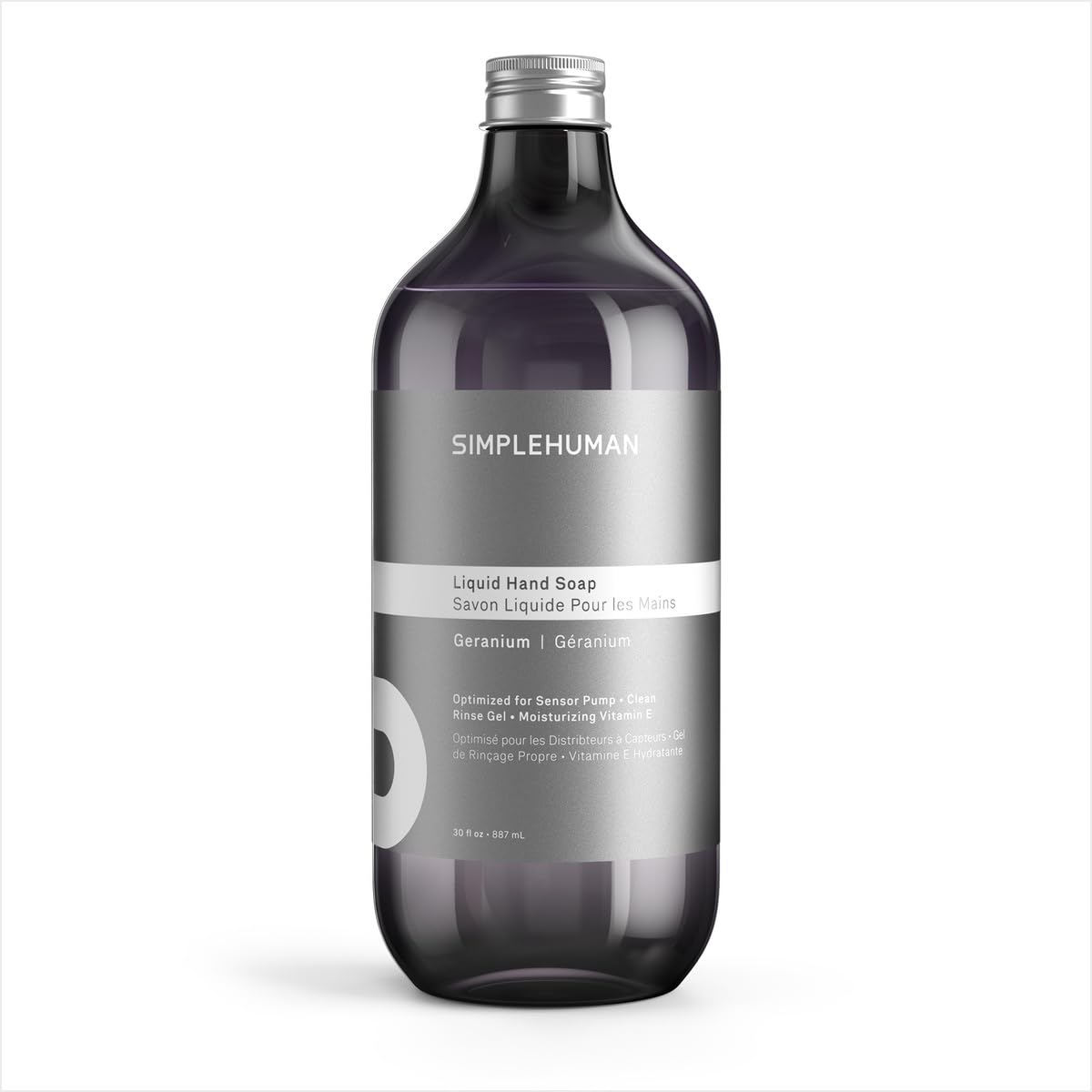 simplehuman Geranium Liquid Hand Soap Refill Bottle, 30 fl. oz., Gentle & Refreshing Floral Rose Petal Aroma, Moisturizing Vitamin E, Sulfate & Paraben Free, Optimized for simplehuman Sensor Pump