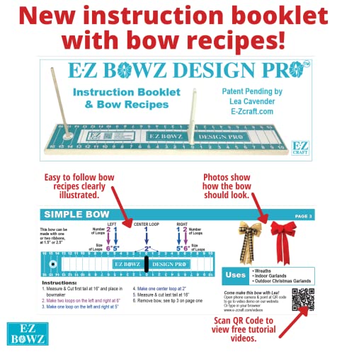 E-Z Bowz EZ-BDP27 Design Pro Bow Maker - Easy Bow Making Tool - Gift Bow Bowmaker Kit - Christmas Decor Bowmaking - Large Bow Maker For Ribbon thumb #3