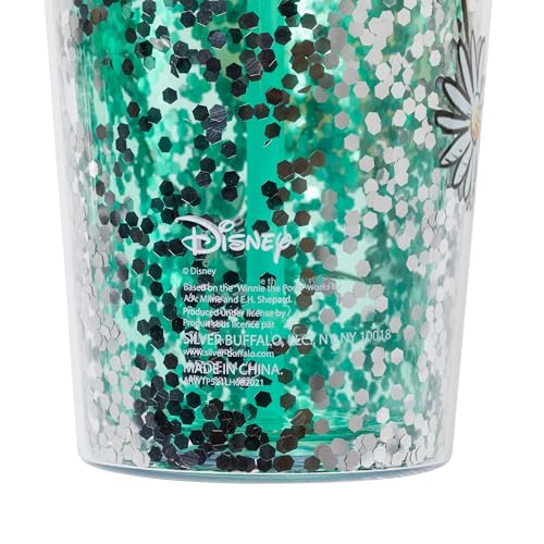 Image of Silver Buffalo Disney Winnie the Pooh Flowers, Plastic Cold Cup, 32oz | Confetti, Includes Lid and Straw, 0.95 Liters