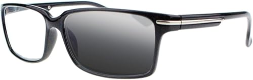 Hombres Negro Marco clásico transición fotocromáticas anteojos de lectura Sol lectores