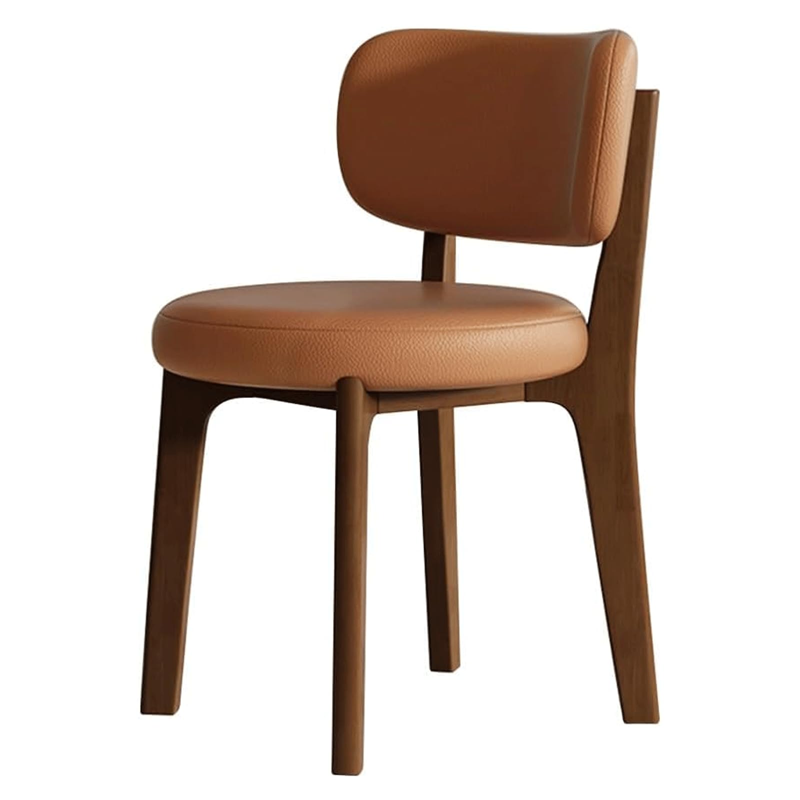 Sjhpzg Orange Upholstered Dining Chair In Walnut Wood Frame/Curved Backrest Mid Century Modern Leather Kitchen & Dining Room Chair Lounge Armless Side Chair