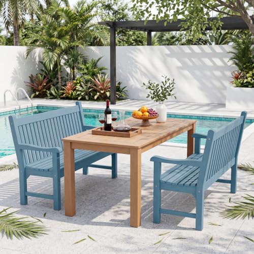 Image of Psilvam 2-Person Outdoor Bench with 700 Lbs Weight Capacity,(Blue)