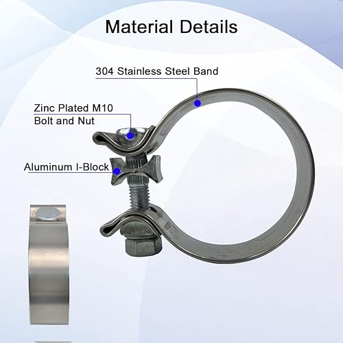 Miniatura 10 de Abrazadera de escape de 2-12 pulgadas, ID Abrazadera a tope de sello de banda estrecha de 2.5"