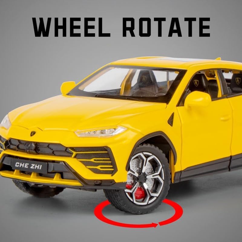 Image of Model 1:24 Lamborghini Urus Model Alloy Metal Pull Back Die-cast Car Openable Doors with Sound and Light Vehicle Car Toy for Kids - Multicolor