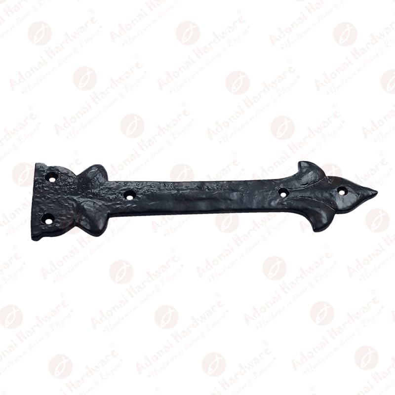 Image of Adonai Hardware Adonijah Antique Cast Iron Strap False or Faux or Dummy Hinges Front (8.50 inch X 12 Pack, Matte Black) for Barn Doors, Gates, Cabinets, Wooden Box, Furniture, Chest, Trunks and Sheds
