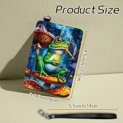 Image of Small Travel Wallets, Frog Smoke Slim Minimalist Front Pocket Wallet with Wristlet, RFID Blocking PU Leather Credit Card Holder with ID Window Change Purse for Men Women