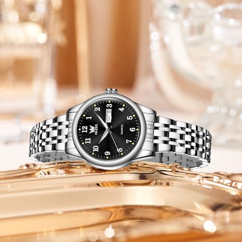 Image of OLEVS Luxury Ladies Watches,Women's Watch with Day and Date,Female Watch for Small Wrist,Gold Stainless Steel Watches for Women,Easy Read Ladies Wrist Watches Waterproof(Adjustable Strap