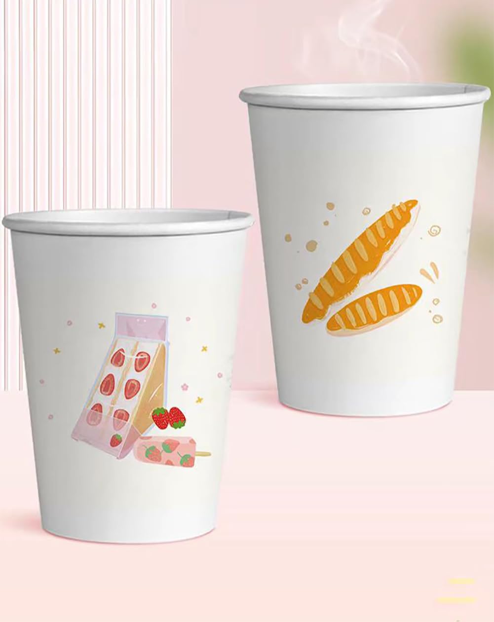 90 szt. jednorazowych kubków papierowych, 255 ml, pogrubiony styl papieru do gorących napojów, domu, biznesu, restauracji i kawiarni