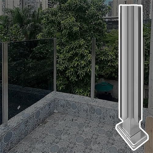 Balustrade Panels Pillar with Slots &amp; Base, Heavy Duty Glass Panel Fencing Railing Column for Guardrails/partitions/terraces, Vitreous Banisters Post(B-Corner,Height 24in/60cm)