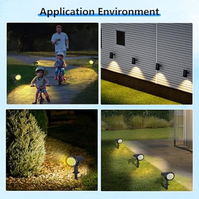 Solar Lights Outdoor Waterproof IP68£¬3 Lighting Modes£¬Solar Spot Lights Outdoor£¬Dark Sensing Auto On/Off £¬Solar Powered Garden Yard Spot Solar Lights for Outside Landscape (Multicolor, 4 Pack)