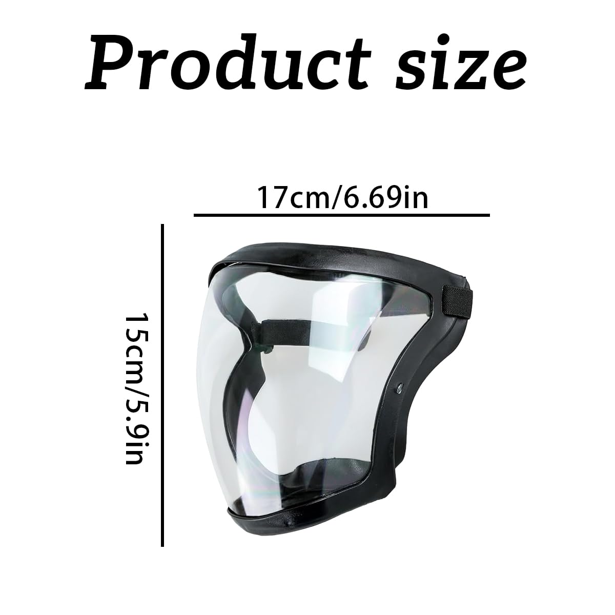 Bojueshaw Anti-Fog Full Face Shield with Adjustable Strap,Reusable HD Clear Protective Visor for Adults,Universal Face Mask for Work,Outdoor & Daily Use(Black) - Image 2