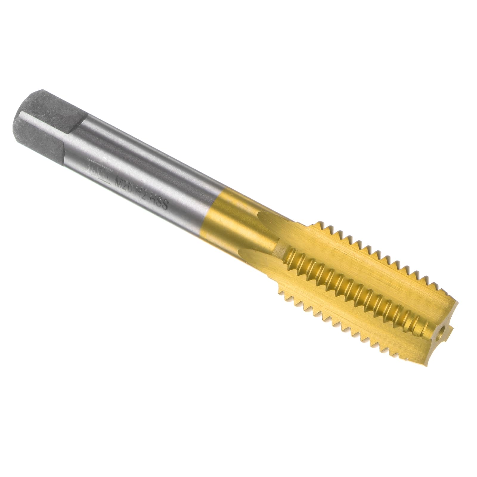 uxcell Metric Machine Thread Milling Tap M20 x 2.5 H2 Titanium Coated (Ti-coated) High Speed Steel 4 Straight Flutes Screw Thread Tapping Threading Machinist Repair DIY Tool