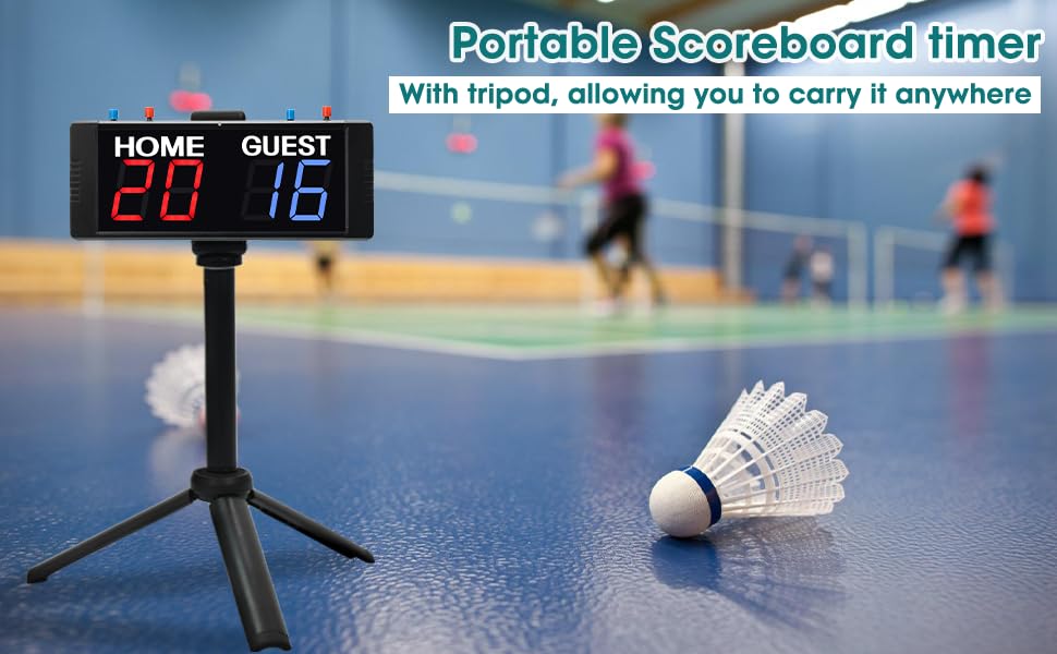 LED Scoreboard With Tripod & Remote - Digital Score Keeper For Basketball, Tennis, Cornhole, Volleyball & More