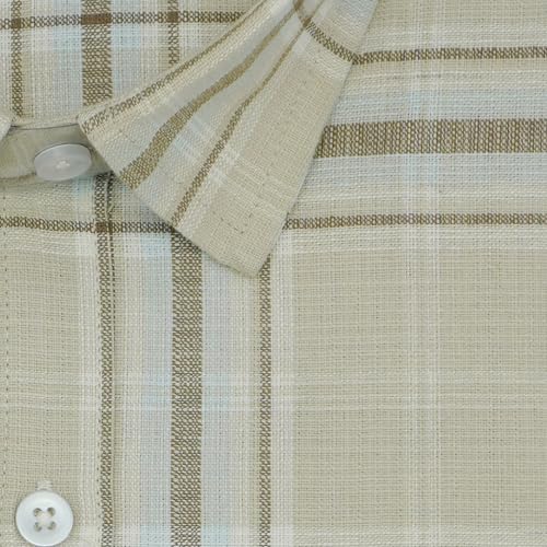 Image of GHPC 100% Cotton Checkered Half Sleeves Regular Fit Formal Shirt for Men
