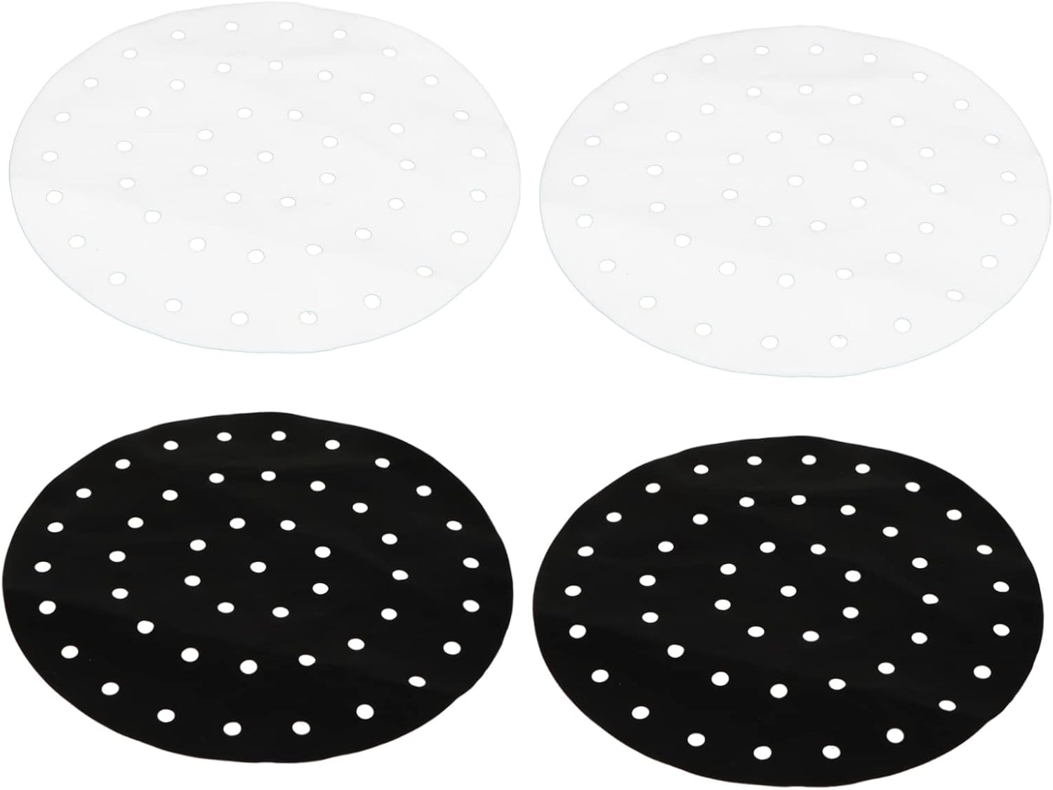 Happyyami 4Pcs Reusable Air Fryer Mats Non Stick Baking Liners Black White for Even Heat Distribution Steamer Liners for Air Frying Baking and Cooking Happyyami 4Pcs Reusable Air Fryer Mats Non Stick Baking Liners Black White for Even Heat Distribution Steamer Liners for Air Frying Baking and Cooking