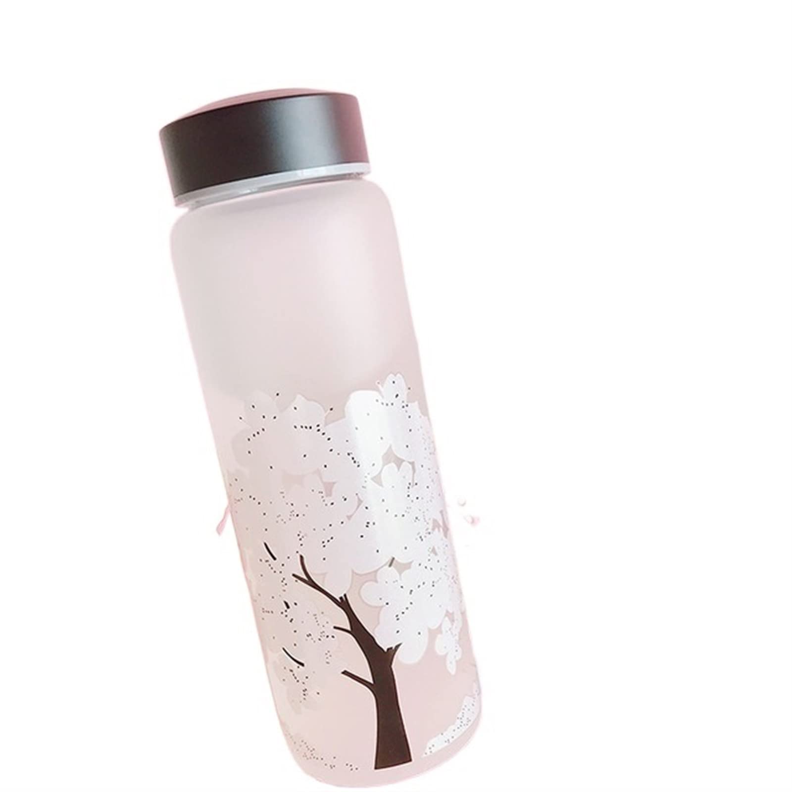 XZEIT Water Cup, 420ML Cherry Gradient Color Glass Water Bottle Sport Drink Bottles Gift Cups for Student