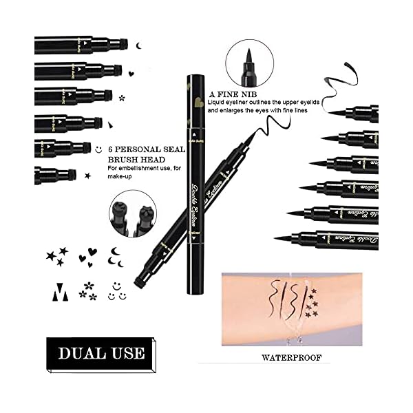 Eyeliner-Stamps7-Pcs-Eyebrow-Pencil-Liquid-Eyeliner-SetWaterproof-Liquid-Eyeliner-With-HeartFlowerMoonStarSmiley-FaceTriangle-Seal-StampLong-Lasting-Seal-Eyeliner-Pen-Eye-Decoration-Eye-Liner-Makeup-T Eyeliner Stamps,7 Pcs Eyebrow Pencil Liquid Eyeliner Set,Waterproof Face Stamps With Heart/Flower/Moon/Star/Smiley Face/Triangle Seal Stamp,Long Lasting Seal Eyeliner Pen ,Eye Decoration Eye Liner Makeup Tool Black No smudge (7PCS)