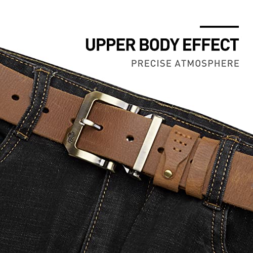 Bison Denim Men's Belts Leather Dress Genuine Leather Classic Heavy Duty Buckle Belt Casual For Jeans #TOP4