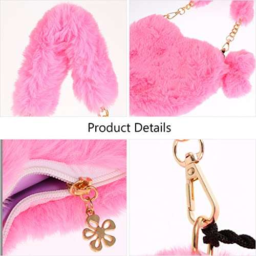 Plush Heart Shaped Purse Heart Shaped Bag Heart Crossbody Bag Fuzzy Handbag for Girls Women (Red)2