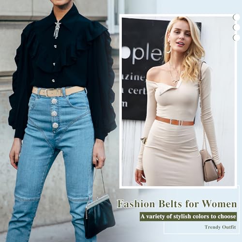 3 Pack Women's Belts for Jeans Pants Dresses Fashion Ladies Leather Waist Belt with Buckle Leather Belts3