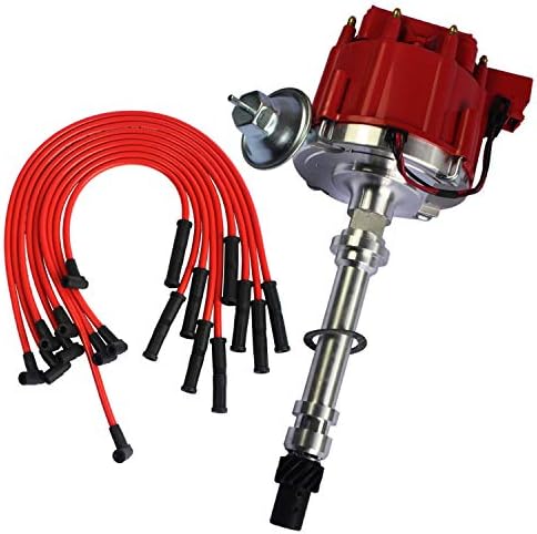 HEI Distributor with Spark Plug Wires Replacement for Chevy SBC 350 BBC 454
