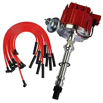 HEI Distributor with Spark Plug Wires Replacement for Chevy SBC 350 BBC 454