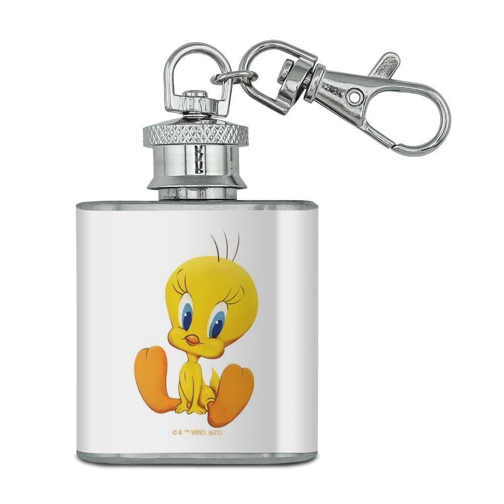 Looney Tunes Cute Tweety Stainless Steel 1oz Mini Flask Key Chain