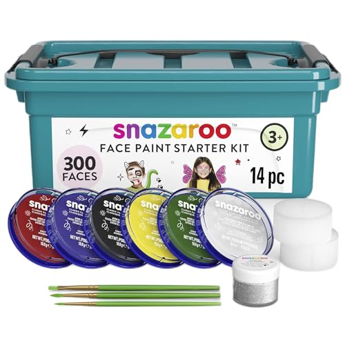 Snazaroo Einsteiger Schmink - Koffer, 6 Farben & Glittergel mit 3 Pinsel, 2...