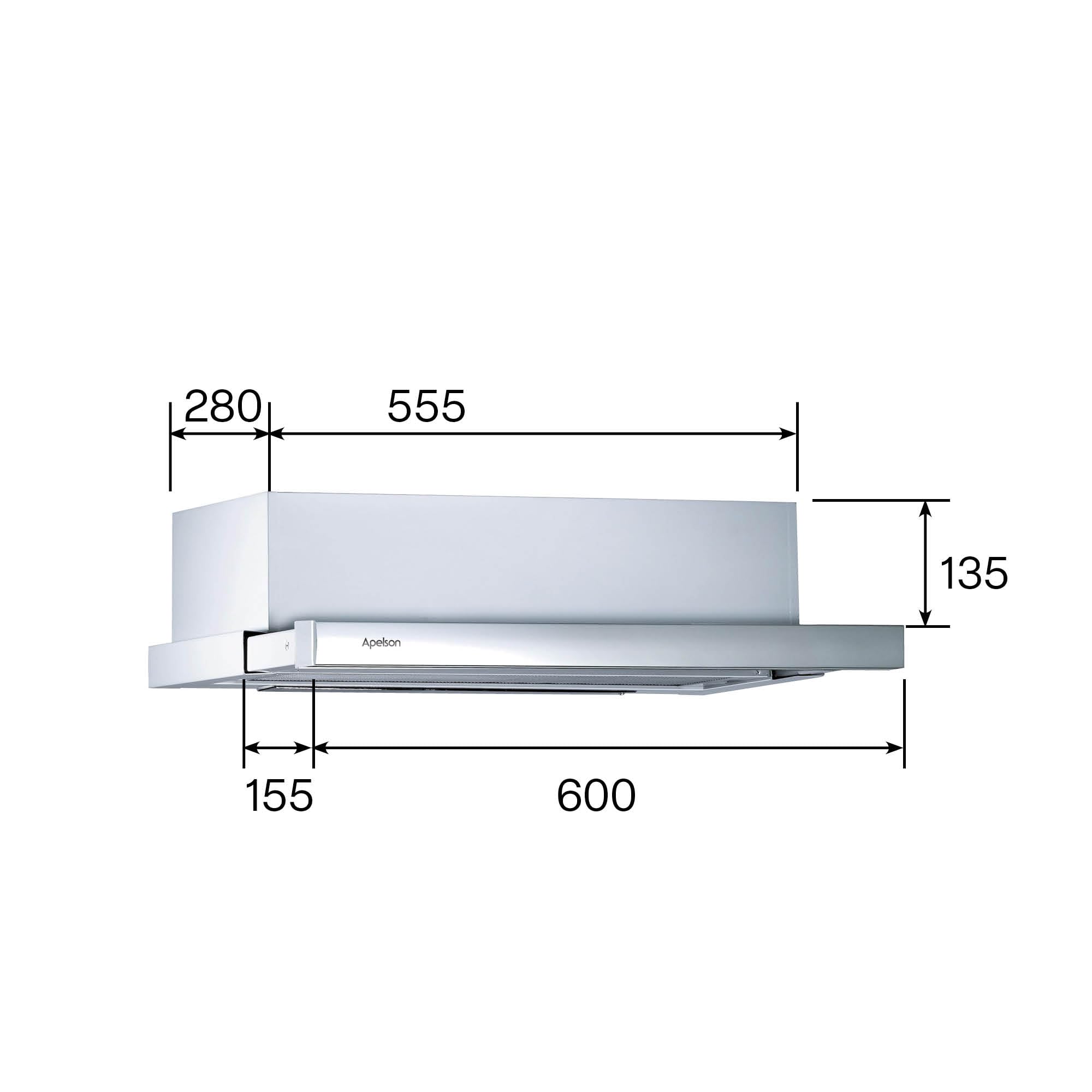 APELSON AIR 202 Campana Extractora Telescópica 60 cm Inox, 2 Motores, 325 m³/h, Iluminación LED, Filtros Lavables, Clase Energética D