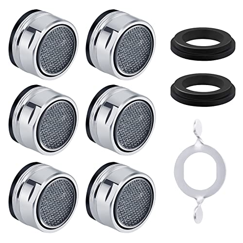 HORJOR M24 Wasserhahn Perlator Filter Wassersparer Perlatoren für Wasserhähne, 6 Stück Wasserhahn Strahlregler Aufsatz mit Edelstahl-, ABS-Filter inkl, 8 Dichtung, 1 Verchromten Schlüssel, Silber