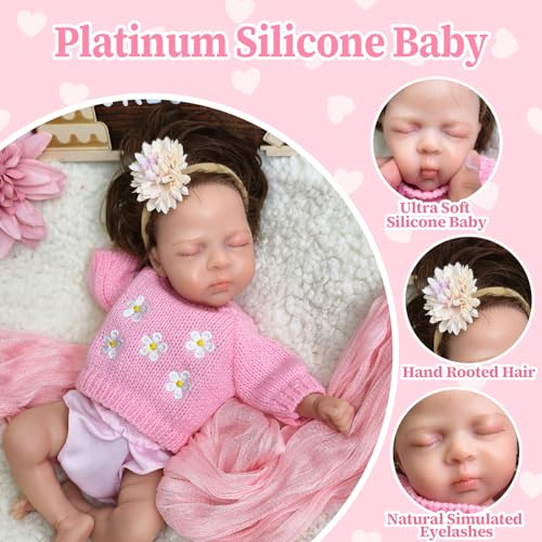 Lebensechte Reborn-Babypuppen, 30 cm, aus Platin-Silikon, realistisches, schlafendes Baby, Mädchen, anatomisch korrekt, für Kinder ab 3 Jahren – Bild 3