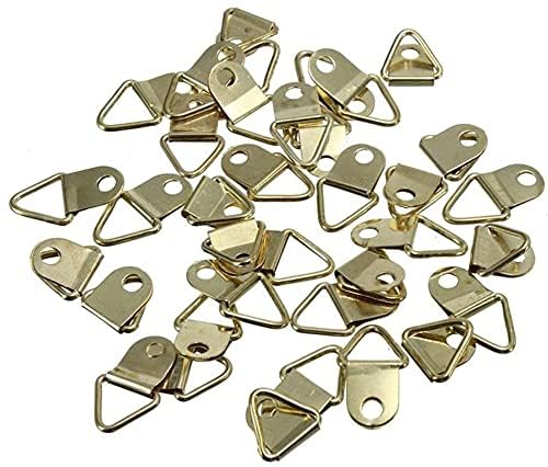 RED APPEL Golden Small Metal Photo Picture Frame Hook Hanger Triangle Ring Single Hole with Screws (Small, 10)