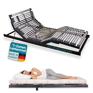 Schlaf Komfort ErgoFlat – Elektrischer Lattenrost Flachmotor, 7-Zonen Unterstützung, stufenlos verstellbar – Entlastet Rücken & Wirbelsäule, platzsparend - fertig montiert, Made in Germany, 90x200 cm