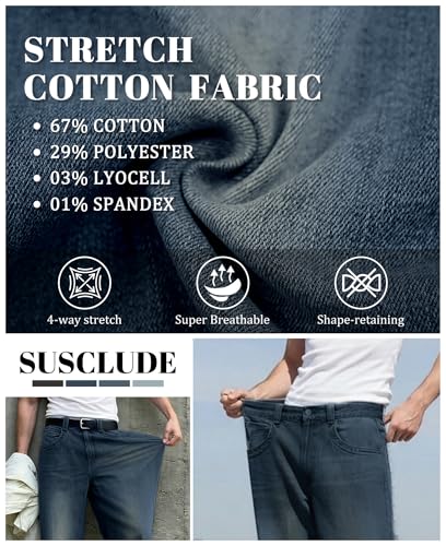 Image of Mens Bootcut Baggy Jeans Stretch Flared Wide Leg Old Money Jeans Lightweight Breathable Vintage Stylish Casual Denim Pants