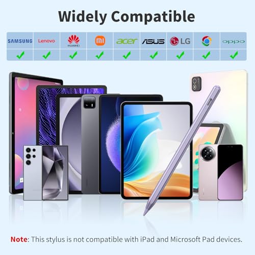 Image of COO Universal Active Stylus Pen for iOS, Android & Samsung Touch Screens | Smart Digital Stylus for Lenovo /Vivo /Mi /HUAWEI Tablets, iPhone /Samsung /Pixel Phones for Drawing&Writing, Purple