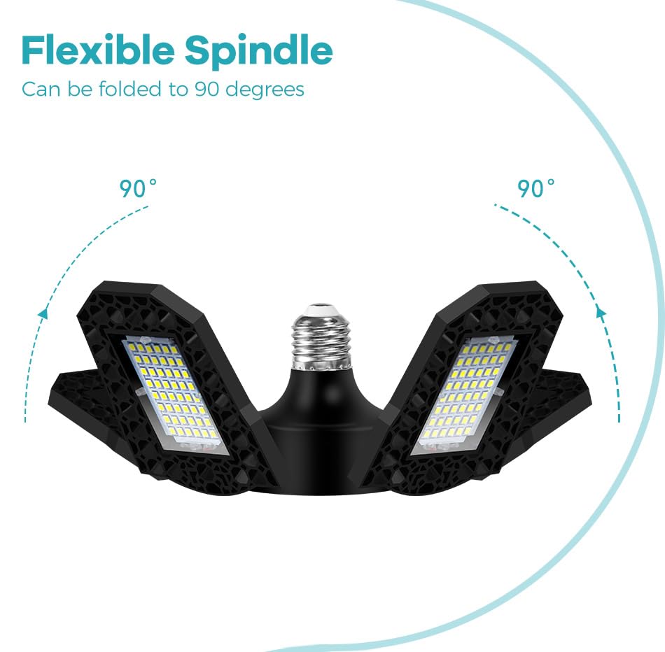 100W High Brightness Garage Lamp E26 E27 Folding Deformable Workshop Warehouses Light Bulbs 100-277V 4 Adjustable Panels 110V — view 6