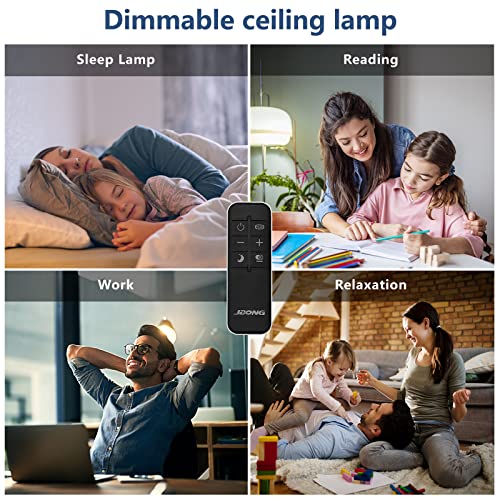 JDONG LED Deckenleuchte Dimmbar Flach Rund Schwarz 54W Deckenlampe mit Fernbedienung 3000K-6500K Warmweiß Kaltweiß Tageslicht Lampe für Schlafzimmer Kinderzimmer Büro Wohnzimmer Ø50CM
