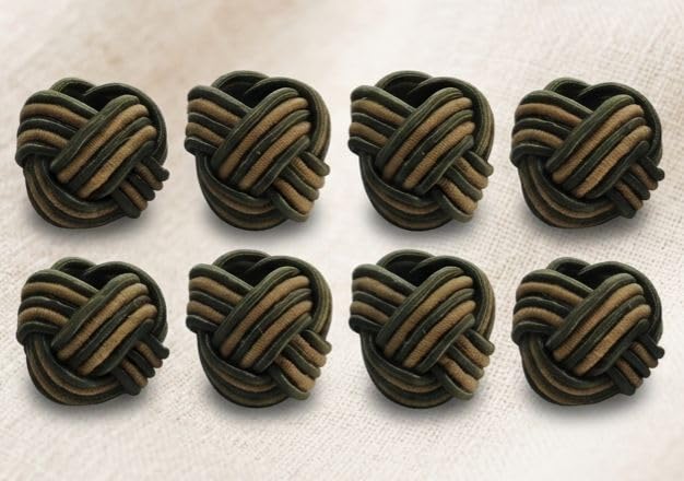 Image of Seed Bead Handmade Napkin Ring Holder Set (Green and Brown) -Pack of 8