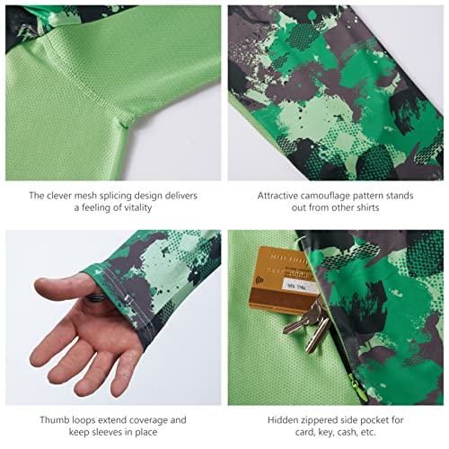 BASSDASH Men’s UPF 50+ Fishing Hiking Camo Hoodie Shirt with Face Mask Lightweight Neck Gaiter Long Sleeve4