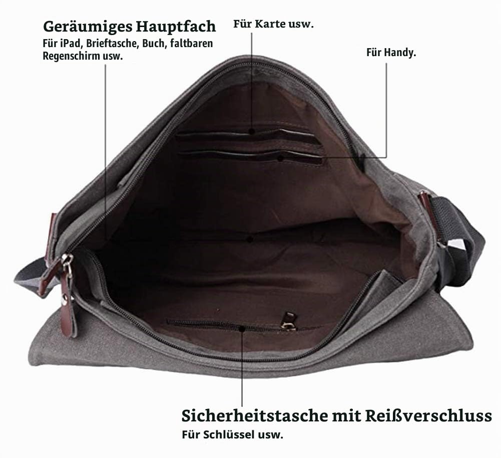 Sechunk Kleine Umhängetasche aus Segeltuch für Männer, Jungen, Studenten