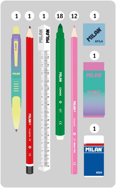 Milan® 2-Tier Pencil Case with Sunset Content, Rosa, 19.5 x 13 x 5 cm - Image 4