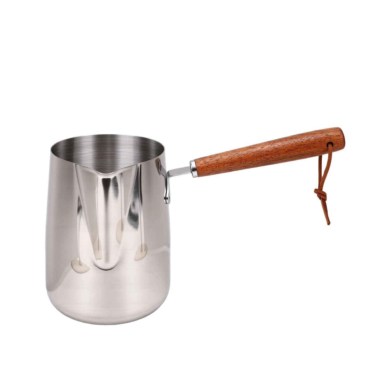 Taza de espuma acero inoxidable la jarra 304 for hacer leche con pico mango madera(1000ml)