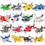 JOYIN 16 PC Pull Back Aircraft Airplane Plane Toys Vehicle Playset, Including Helicopter Toys, Jet Toys, Fighter Jet Toys, Bomber Toys, Biplane Toy and More!