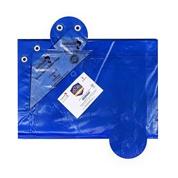 TANDHAN Tarpaulin Cross Laminated Multilayer Super Strong Tarpaulin Sheet Waterproof Tirpal Heavy Duty 6 X 6 FT Poly Tadpatri - Multipurpose 90 GSM Plastic Cover Tharpai, Thadika, Tarp (Blue)