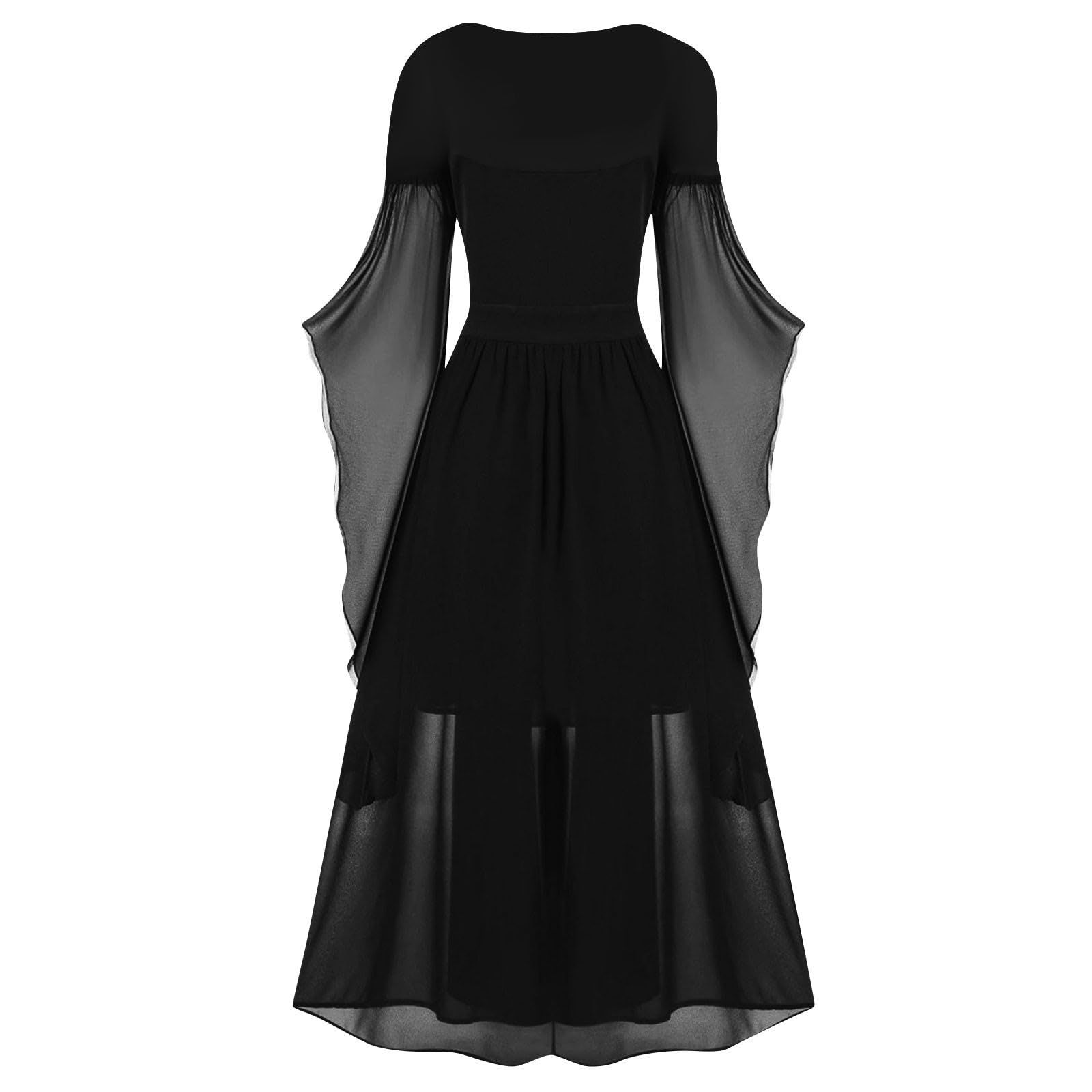 Faschingskostüme Damen Cocktailkleid Damen Retro 50Er Jahre Mieder Lang Flare Ärmel A Linie Perfekt Für Party Und Gothic Event Petticoatkleid
