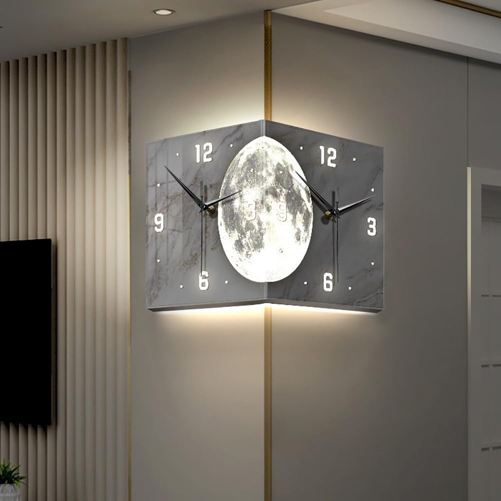 Double Sided LED Corner Wall Clock with Remote Control thumbnail