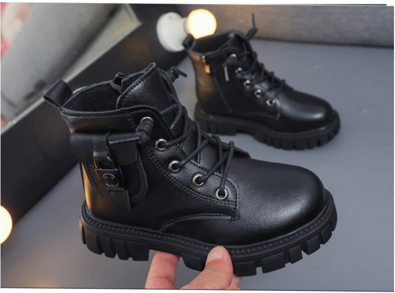 Kids Fleece for warmth Boots Girl Ankle Boots Thick Heel Soft Sole Casual Side Zipper Boots Winter Snow Boots Non-Slip Outdoor Shoes4