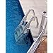Vinyl Works Deluxe Adjustable 24 Inch Wide in Pool Step Ladder Entry System for Above Ground Swimming Pools with Non Slip Steps, Taupe