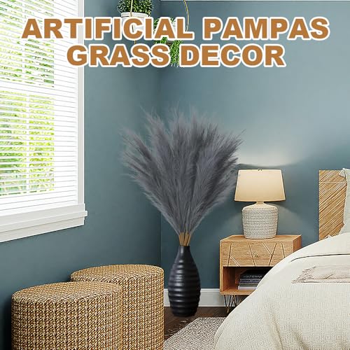 Lighterday 7 Pcs Pampas Grass Artificial 38"/97cm Large PampasGrass Dried Tall Pampas Grass Floor Vases Fluffy Faux PampasGrass for Wedding Living Room Bedroom Boho Home Decor (Beige) - Image 3